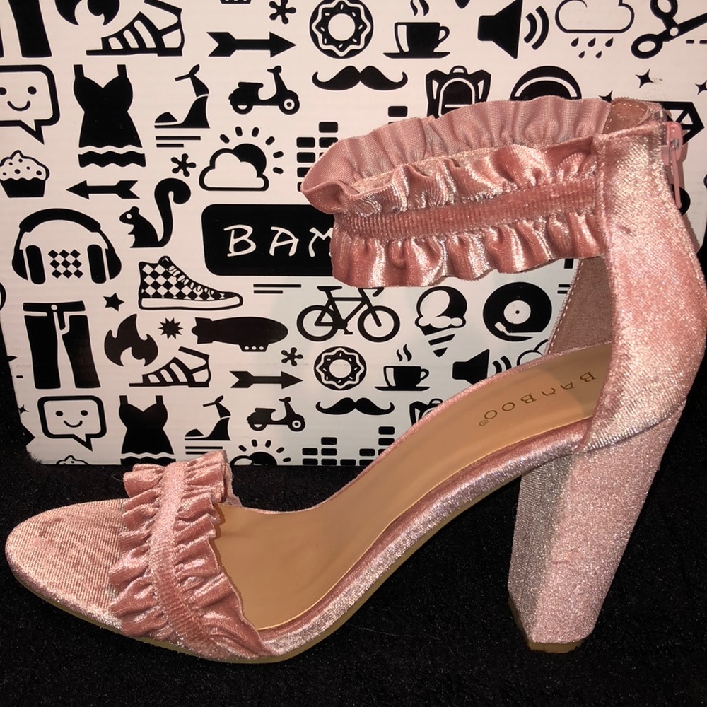 Pink Velvet Rampage Heeled Sandals - NIB
